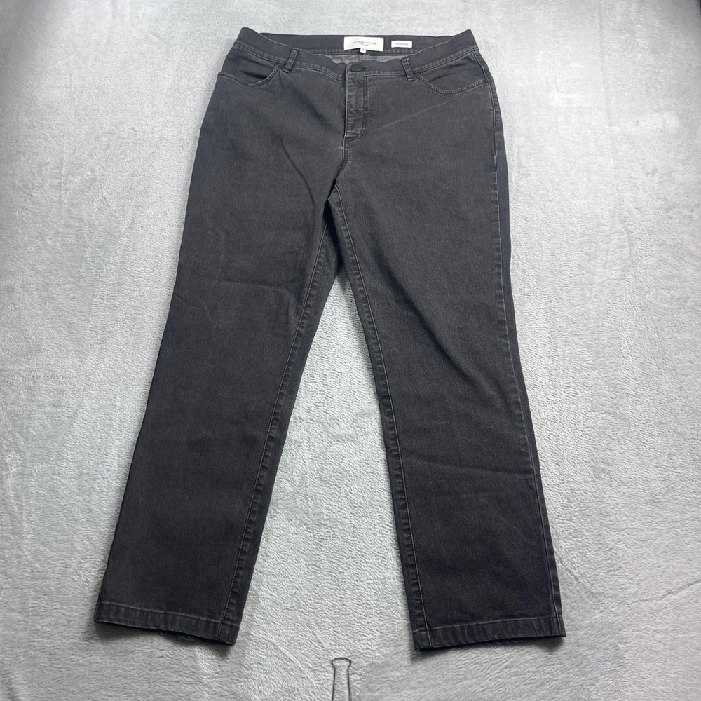 Lafayette 148 New York Thompson Jeans Washed Black‎ Gray Straight Leg Size 14